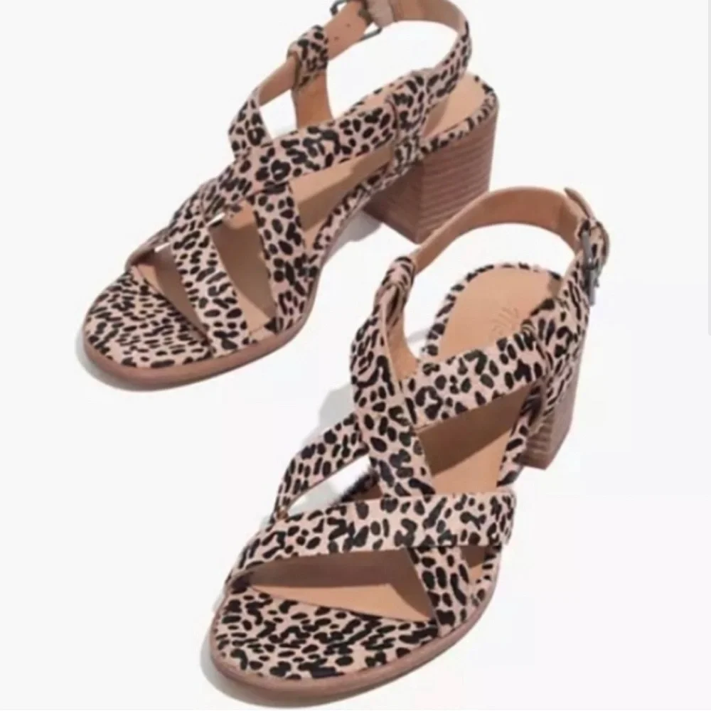 Madewell Tan Leopard Print Sandals - calf hair - worn maybe once if even